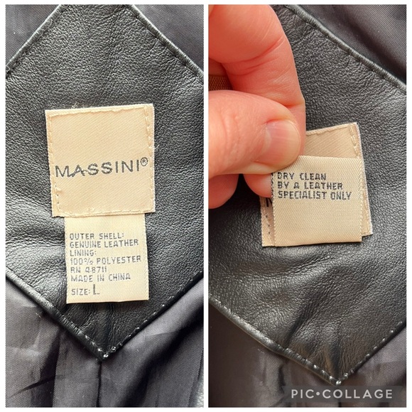 90s Massini Black Genuine Leather Single Button Blazer Jacket Size L - Picture 4 of 16